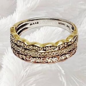 Simply Vera Vera Wang 14K Tri-Color Gold Diamond Accent Ring – Size 7